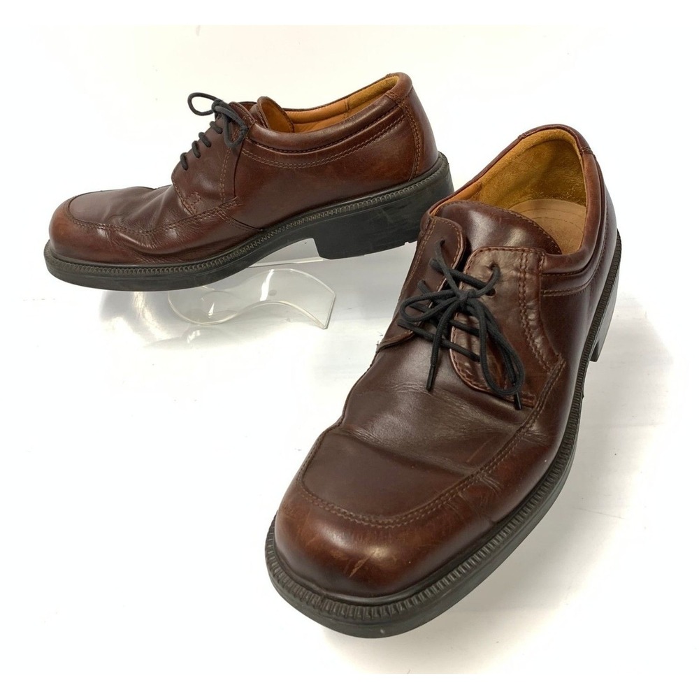 ECCO Mens Brown Leather‎ Square Toe Lace Up Derby Shoes Shock Point Size 44